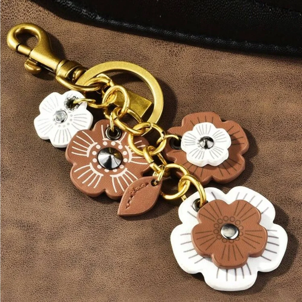 Blossom Luxe Floral Charm/Keyring. Brown